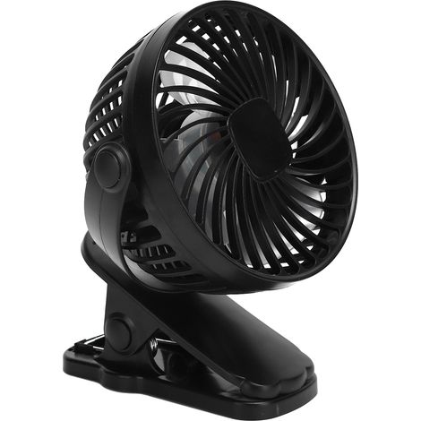 Ventilateur mini USB W-06, portable, rechargeable, silencieux, à pince, noir (1/5)