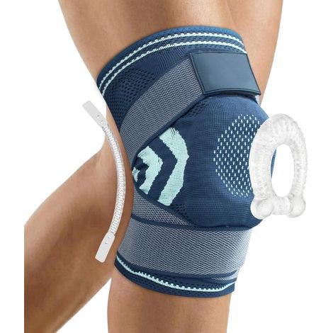 Confezione da 2 ginocchiere unisex a compressione con cuscinetto in gel e stabilizzatore, regolabili, blu navy, taglia XL.