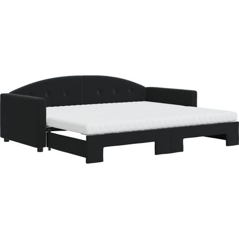 Maison Exclusive - Lit de jour avec gigogne et matelas noir 90x190 cm velours