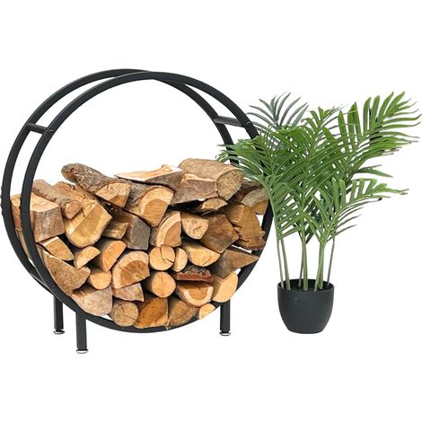 DanDiBo Kaminholzregal Innen Metall Schwarz Stehend Rund 60 cm Kaminholzständer 96468 Kaminholzhalter Brennholzregal Feuerholzregal (1/5)