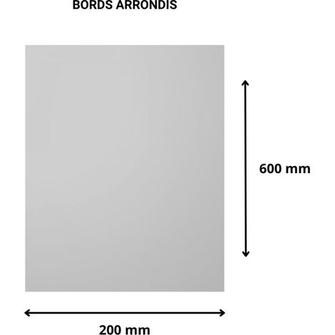 Plaque verre acrylique miroir 3 mm - 20 x 60 cm (200 x 600 mm) - Verre synthétique - Bord arrondis - Plexiglass (1/4)