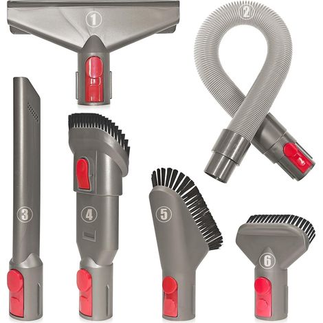 Lot de 6 Accessoires pour Brosse Dyson GEN5, G5, V15, V12, V11, V10, V8, V7 avec Tuyau d'extension, pour Nettoyer Rapidement Les Joints, Les Coins, Les Pieds de lit, Les Poils d'animaux (1/5)