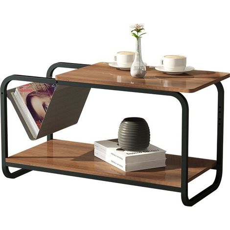 Table d'appoint avec porte-journaux - 86,5x40x46 cm - style loft (1/4)
