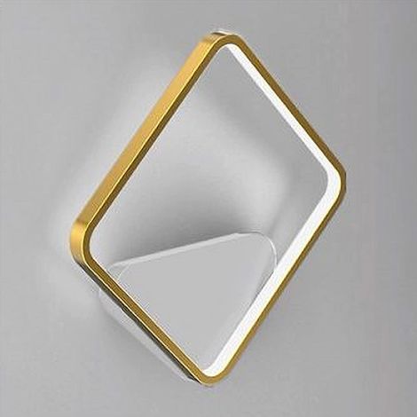 TrAdE Shop Traesio - Applique Da Parete Led 12w Quadrato Oro Lampada Moderno Minimal Luce 6500k 71286 - (1/5)