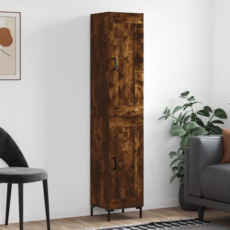 vidaXL Buffet haut Chêne fumé 34,5x34x180 cm Bois d'ingénierie (1/5)