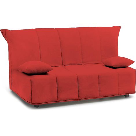 Talamo Italia Schlafsofa Allegra, 3-Sitzer-Sofa, 100% Made in Italy, Wohnzimmersofa mit Trolley-Öffnung, aus gepolstertem Stoff, inklusive Kissen, Cm 165x90h85, Rot