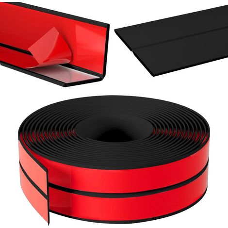 Bathroom Seal – Soft Self-Adhesive Skirting Board, Anti-Mildew, Caulking, Waterproof Skirting Board for Bathtub, Bathroom, Kitchen (Black, 4 m, 20 mm × 20 mm) (1/5)