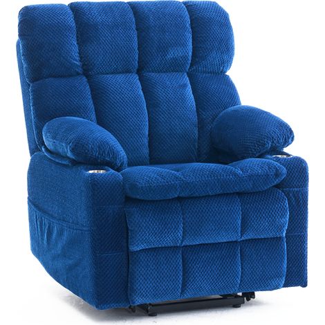 Sillón de TV eléctrico ajustable con dos motores y ayuda para levantarse para la sala de estar, sillón de lectura, sillón reclinable estilo reclinable, sofá individual multifuncional (Azul) (1/5)