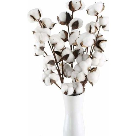 Flores artificiales de algodón natural – Set de 3 tallos con 10 cabezas – Bolas de 5,5-7,5 cm – Decoración para bodas y balcones (1/5)
