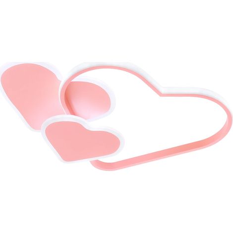 Lámpara de techo con forma de corazón, brillo regulable de forma continua, con mando a distancia, color rosa. (1/2)