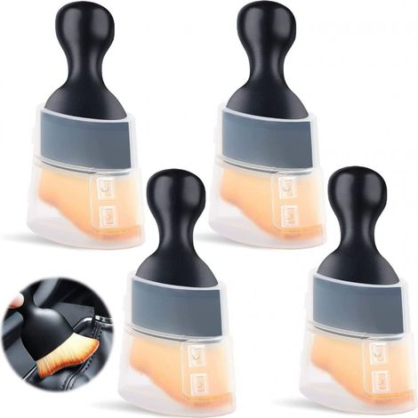 Brosse De Nettoyage Intérieur Auto - Nylon Souple Et Flexible - Design Courbé Pour Sorties D'Air Et Coins - Lot De 4 (1/5)
