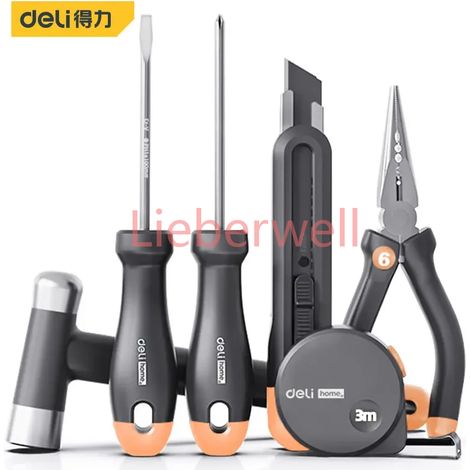 Deli – ensemble d'outils manuels multifonctions, outils pour le travail du bois, ruban à mesurer, clé à marteau, combinaison multi-outils, Kit d'outils de réparation domestique (1/5)