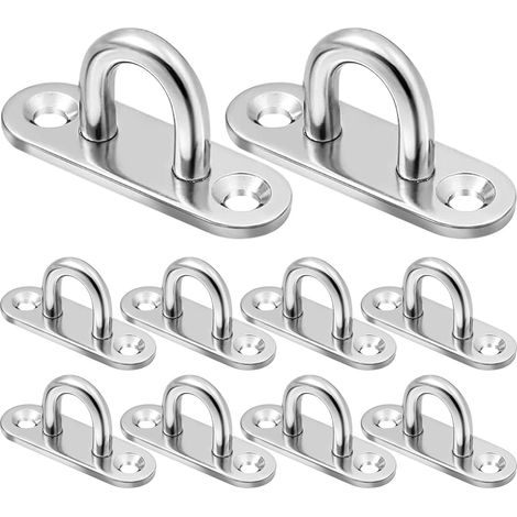 10-teiliges Set: Edelstahlbrücke, Edelstahlhaken, M6-Deckenhalterung, Edelstahl-Ösenplatte mit Öse für Hängemattenschaukel (1/5)