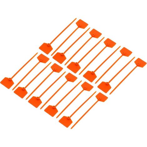 20 selbstsichernde Nylonelemente 3×120 mm, orangefarbene Zip-Lock-Etiketten, Markierungskabelverbinder