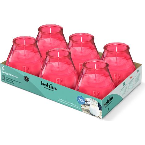 Bougies D'extérieur - 6 Pièces - En Verre - Rose - Durée de Combustion 70 Heures - Sans Huile de Palme - Combustion Propre - Mèche en Coton (1/2)
