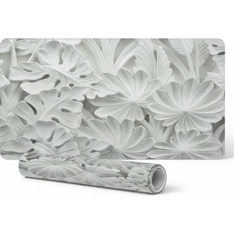 Alfombrilla de escritorio de vinilo con elegante estampado floral en relieve, 100 x 50 cm.