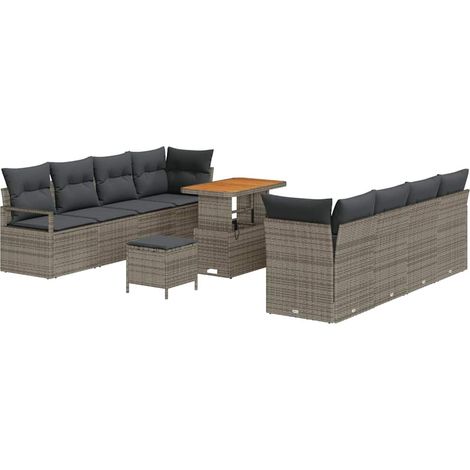 Maison Exclusive - Garten-Sofa-Set mit Kissen mit Speicher Grau 9
