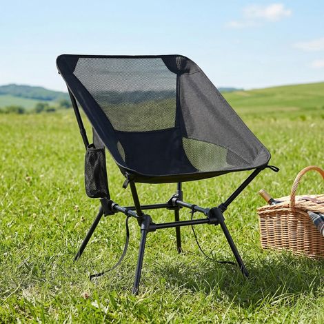 Songmics – Fauteuil pliant réglable – Chaise de plage légère avec dossier aéré – Charge maximale 150 kg – Idéale pour camping et festivals – Noir (1/5)