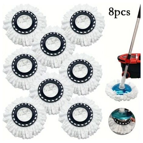 Green Mobility-Lot de 8 têtes de rechange en microfibre pour balai rotatif à 360° Hurricane Magic Mop, nettoyage facile (1/4)