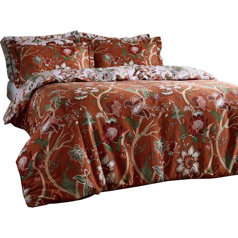 Contemporain Botaniste Double Housse de Couette, Coton, Russet (1/4)