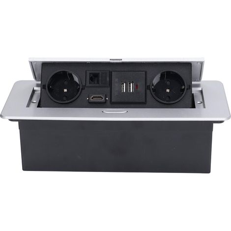 Tablette Prise 16A Multiprise Bureau Boîte Connexion Double USB Norme UE 250V AC Sans Soudure Bureau (1/5)