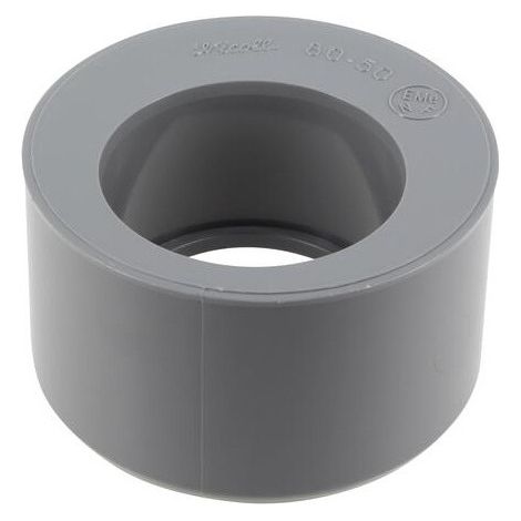Reductor de PVC incorporado, 80 mm macho, 50 mm hembra.