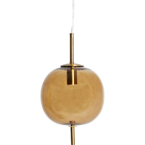 Suspension contemporaine en cristal ambré - ambré et doré (1/4)