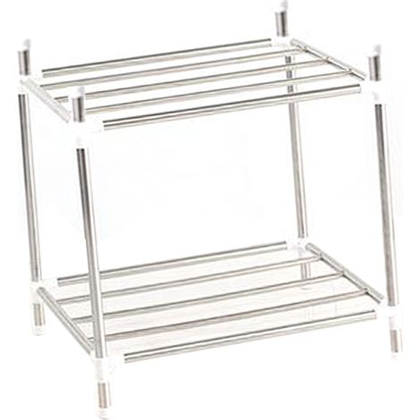 2-stöckiges Edelstahl-Regal, dickes, erhöhtes Regal für Küche und Bad, zur Wandmontage oder freistehend, robustes Regal mit verstärkter Höhe (1/5)