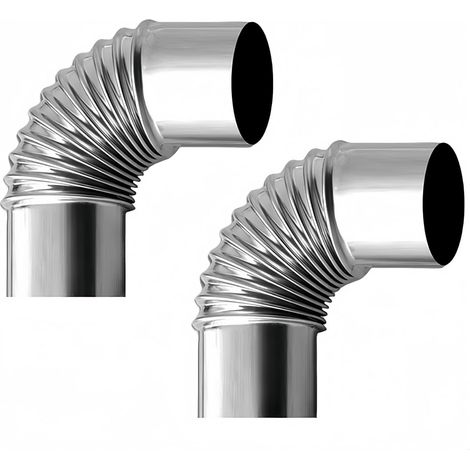 2er-Pack 60 mm Edelstahl-Holzofenkamin, 90°-Kaminrohr-Adapter, verlängertes Kaminrohr, Camping-Kaminrohr