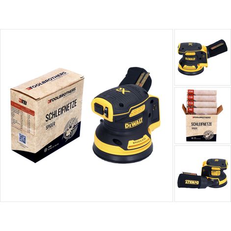 Toolbrothers SPIDER Netzschleifmittel Set + DCW 210 N Akku Exzenterschleifer 18 V 125 mm Brushless - ohne Akku, ohne Ladegerät