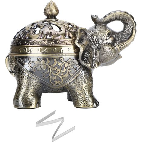 Brûleur d'encens en forme d'éléphant, décoration en bronze pour aromathérapie - Salon, entrée ou chambre (1/5)