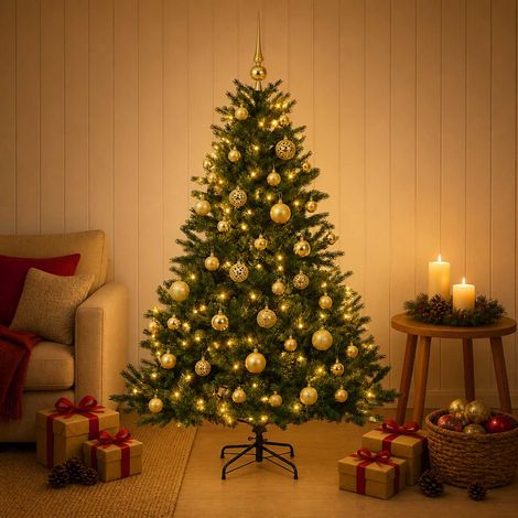 vidaXL Artificial Christmas Tree with Bauble 120 cm 150 LEDs (1/5)