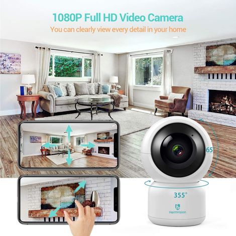 HM203 Sicherheitskamera, 1080P-WLAN-Überwachungskamera mit Nachtsicht/PTZ/Zweiwege-Audio, 2,4 GHz kabellose Heim-IP-Kamera