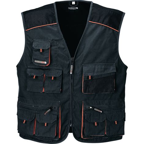 Gilet taglia 48 grigio scuro/nero/arancione