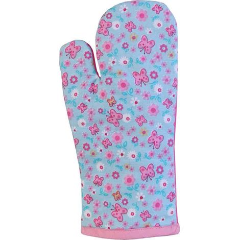 HOMESCAPES Pink Butterflies Cotton Oven Glove