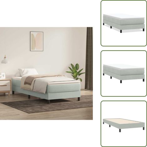 Boxspringbett ohne Matratze Hellgrau 90x220 cm Samt - Boxspringbett - Boxspringbetten - Bett - Schlafzimmermöbel (1/5)