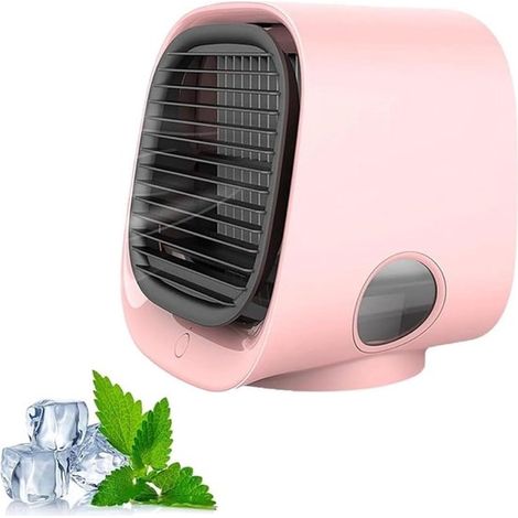 Raffrescatore d'aria portatile, raffredda in 90 secondi, 3 velocità del vento per uso domestico (rosa)