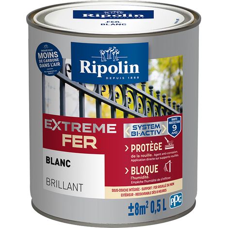 Peinture pour Fer Extérieur - Brillant - 0,5L - Blanc - Ripolin (1/5)
