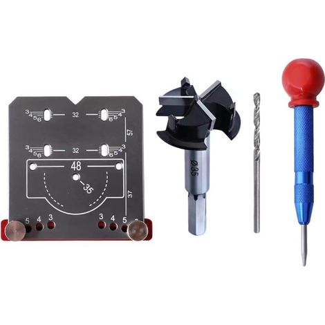 Kit de Gabarit de Charnière Dissimulée pour le Travail Du Bois, Gabarit de Trou de Charnière en Alliage D'Aluminium de 35 mm pour le de Charnières D'Armoires de Porte (1/5)