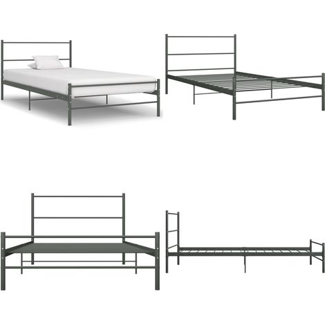 Bettgestell Grau Metall 100 × 200 cm - Metallbettfundament - Singlebett - Bettgestell Grau - Bettrahmen 100x200 - Schlafraumgestaltung - Home & Living (1/5)