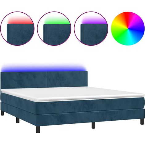 Maison Exclusive - Sommier à lattes de lit avec matelas LED Bleu foncé 160x200 cm (1/5)