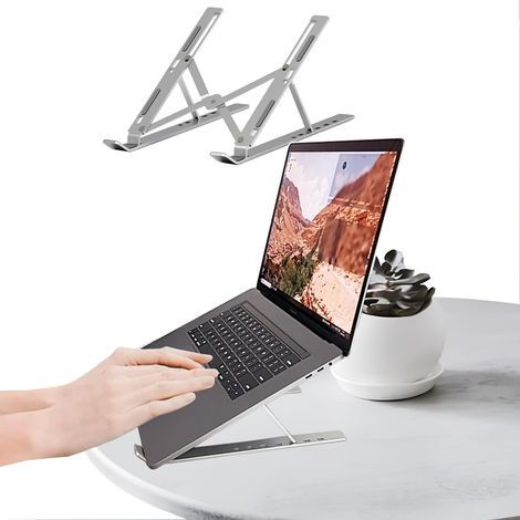 Silberner 18-Zoll-Laptopständer (1825,515 cm) – Verstellbar, faltbar, leicht und stabil aus Aluminiumlegierung (1/5)