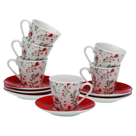 TAZA CAFE PORCELONA CON PLATO SET 6 UD