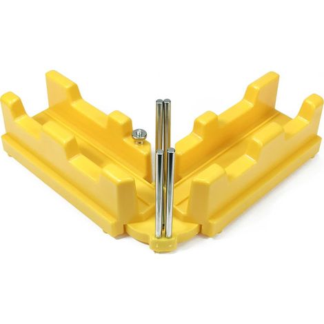 Équerre à onglet et boîte à onglets, produit 2 en 1 pour une pose précise des plinthes – Angles de 85 à 180 degrés (jaune) (1/3)