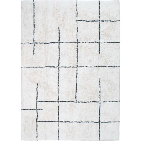 ATLAS - Tapis lavable berbère en coton écru 60x90