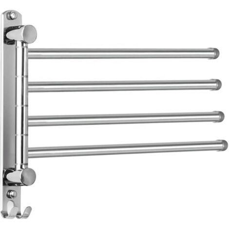 Portaasciugamani con 4 stelle rotanti a 180° in acciaio inox SUS304, portasciugamani/portatovaglioli montato a parete per bagno, cucina e lavabo – argento (1/4)