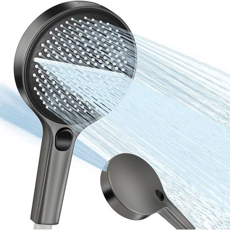 Cabezal de ducha, grande, 150 mm, ducha de mano, 4 tipos de chorro, XXL, cabezal de ducha, cabezal de ducha universal (gris) (1/5)