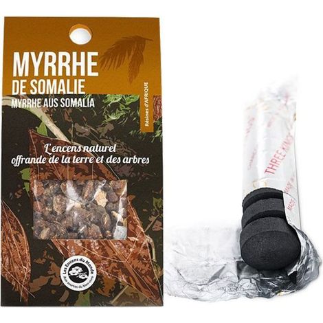 Résine de Myrrhe de Somalie à brûler + rouleau de 10 charbons