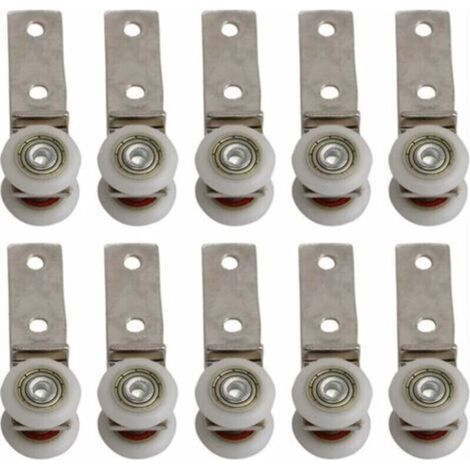 CSPARKV 10 pack 1,9 cm Coude de conduit en métal Roulement Bloc de poulie avec deux Plastique de roue pour porte coulissante fenêtre Cabinet (1/4)