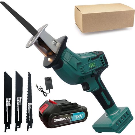 Mawiron – Scie sabre sans fil 18V – Vitesse variable 0-3500 tr/min – 4 lames pour bois et métal – Épaisseur de coupe 160mm bois, 8mm métal
